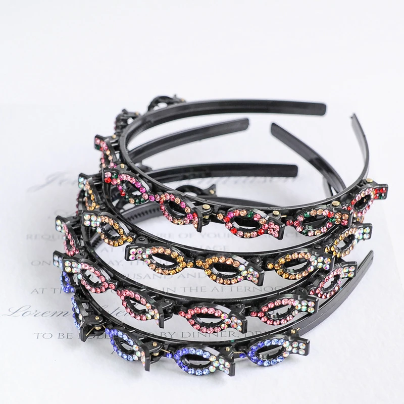 

Braided Hair Band Rhinestone Clip Multi-Layer Bands Clip Hairband Hair Hoop New