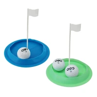 pack 1 pcs golf practice hole putting cup all direction soft rubber with target flag golf hole cup blue green training aids