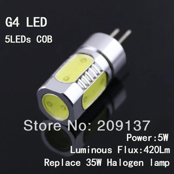 

G4 LED 12V High Power 5W G4 LED Lamp Replace 35W halogen lamp 360 Beam Angle LED Bulb lamp white or warm white