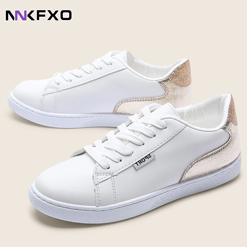 

Туфли женские из ПУ кожи, Вулканизированная подошва, Классическая однотонная повседневная обувь, белые, на весну