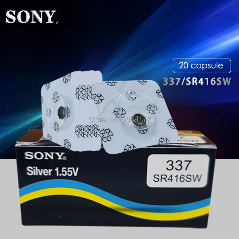20шт для Sony оригинальная Однослойная упаковка часов батарея 337 SR416SW Серебряный
