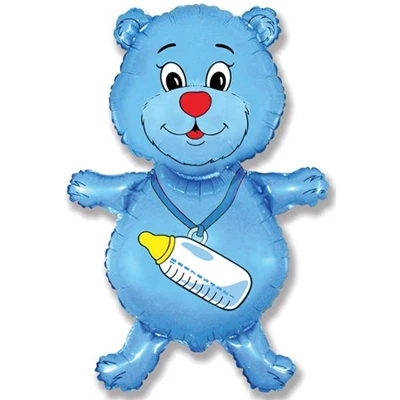 Шар (37''/94 см) Фигура Медвежонок-мальчик Голубой 1 шт. | Дом и сад