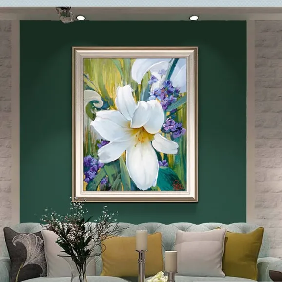 

Набор для вышивки крестиком, Набор для творчества с белыми цветами лилии, 14 карат, без рисунка, домашний декор