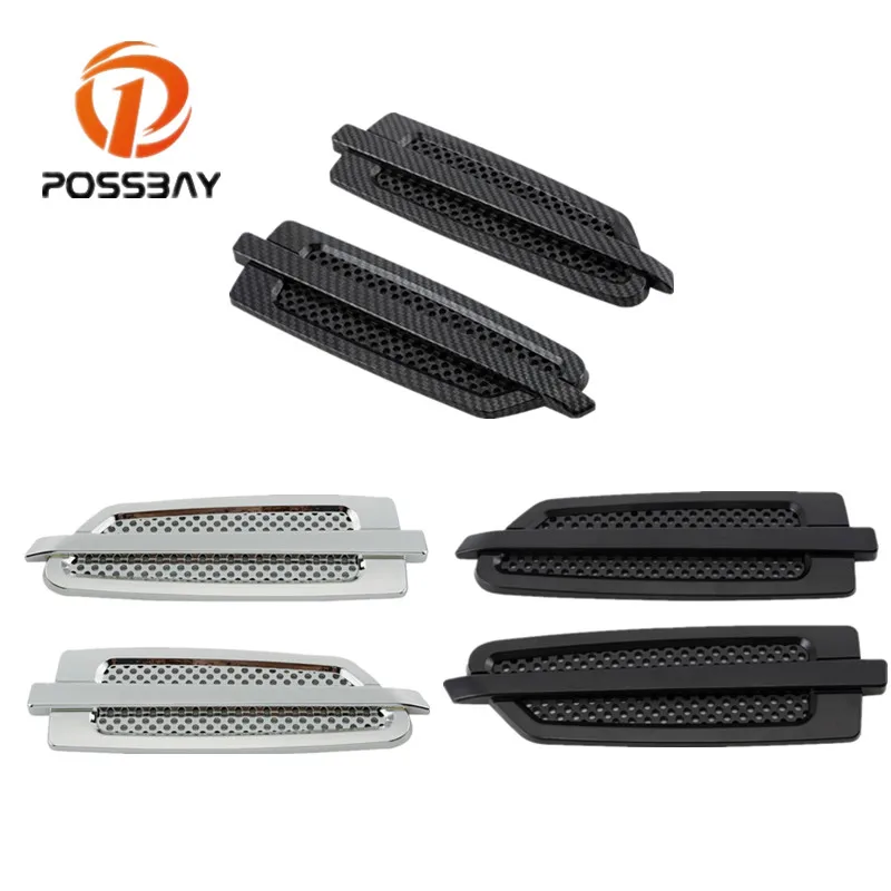 POSSBAY 2 шт черный/серебро универсальные 3D Воздушный поток Fender наклейки крышка