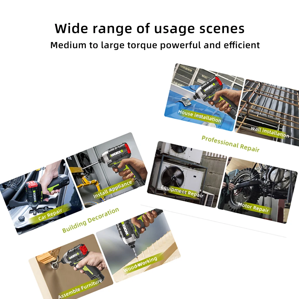 Шуруповерт ударный Worx WU132 бесщеточный 12 В максимальная мощность 200 Вт 3300 нм об/мин