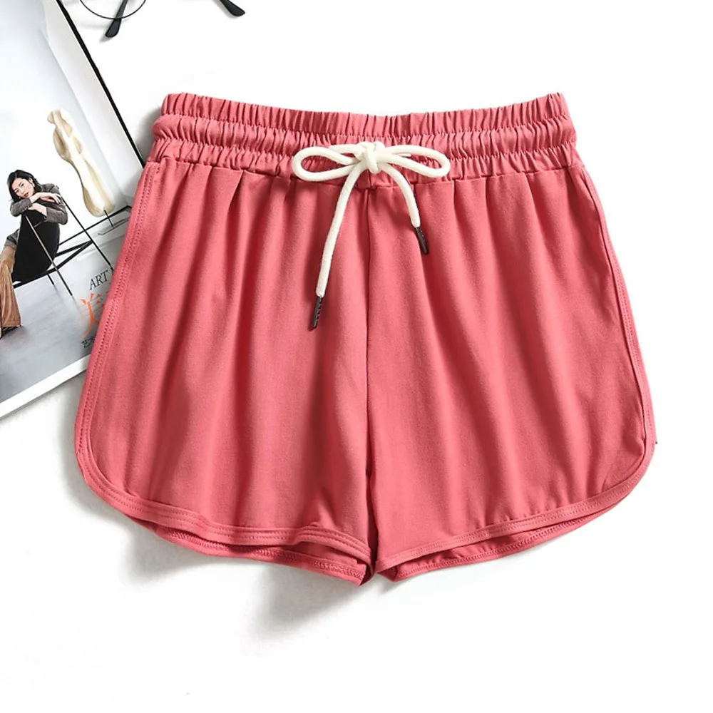 

Sports Shorts Women Summer New Candy Color Drawstring Skinny Shorts Casual Lady Elastic Waist Beach Correndo Short Bottom
