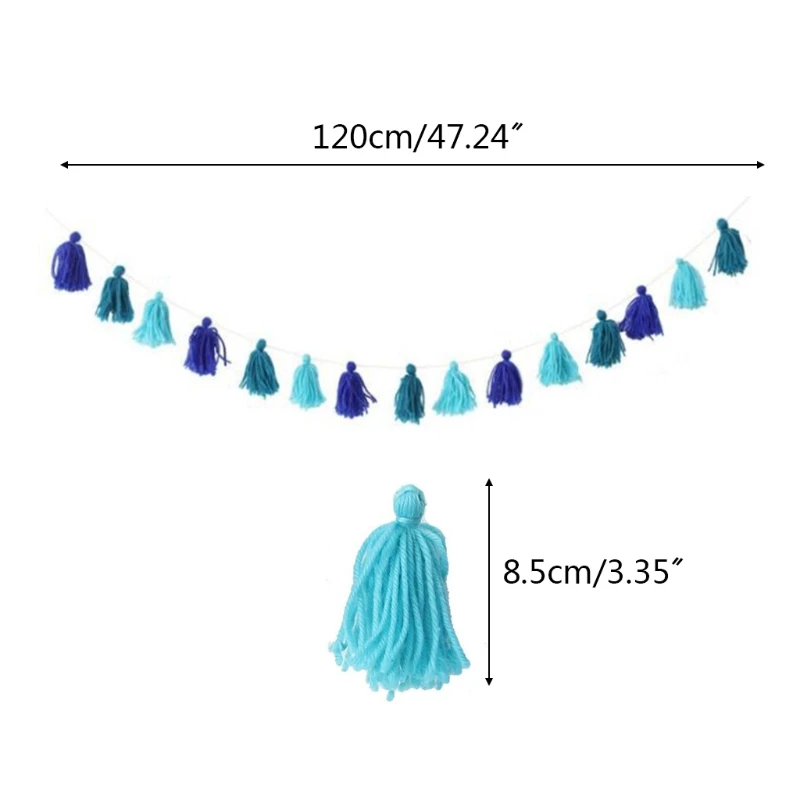 

Hand Knitting Tassel Garland Banner Bunting Wall Hanging Ornaments Wedding Birthday Baby Shower Party Backdrop Nursery