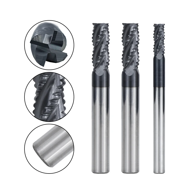 

Roughing End Mill 4 Flute End Mills CNC Router Bit HRC50 Nitriding Coating Router Bit 4-12MM Tungsten Carbide Milling Cutter