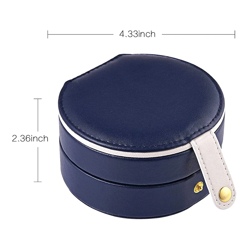 

Jewelry Box, PU Leather Travel Jewelry Box 2-Layer Storage Box Display Storage Box, Gift Box with Mirror Dark Blue