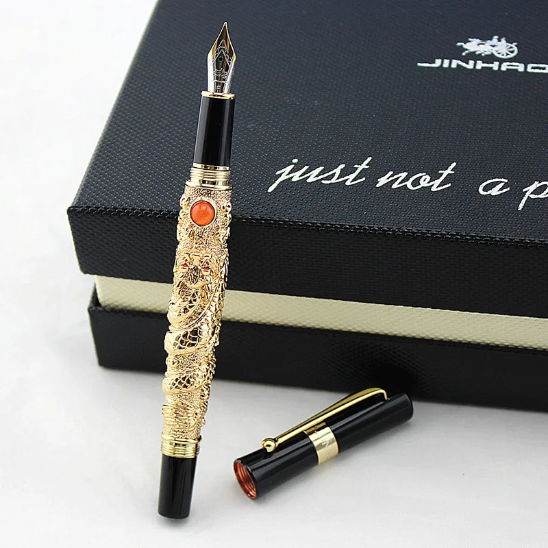 Винтажная перьевая ручка Jinhao с летающим драконом Металлическое Тиснение