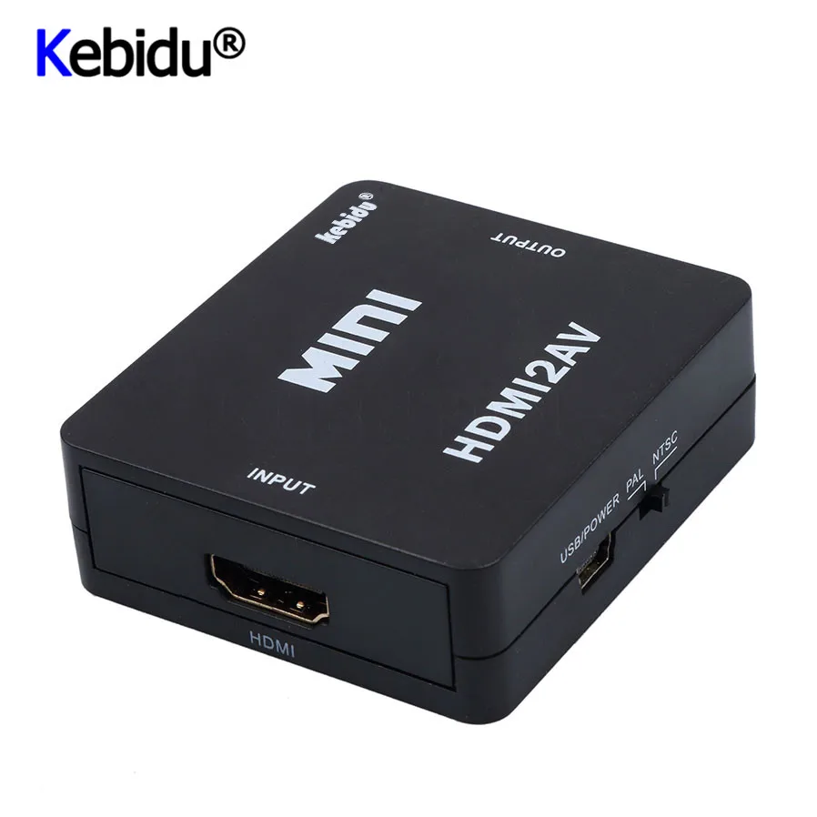 Kebidu Mini HD 1080P 2AV видеопреобразователь адаптер HDMI-совместим с RCA AV CVSB L/R Поддержка