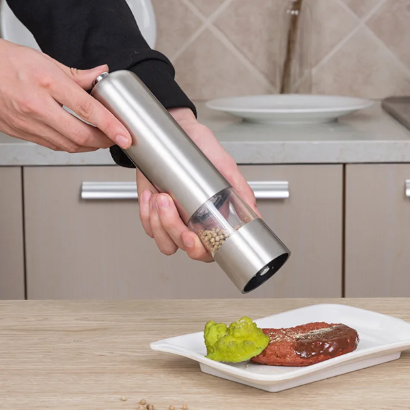 

Stainless Steel Electric Pepper Mill Grinder Household Automatic Fast Fennel Coarse Salt Milling Kitchen Seasoning Grinding