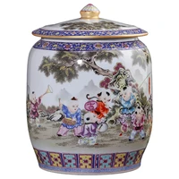 jingdezhen ceramic tea tank with lid seal tank storage tank large puer tea cake tea weak can storage household ornaments