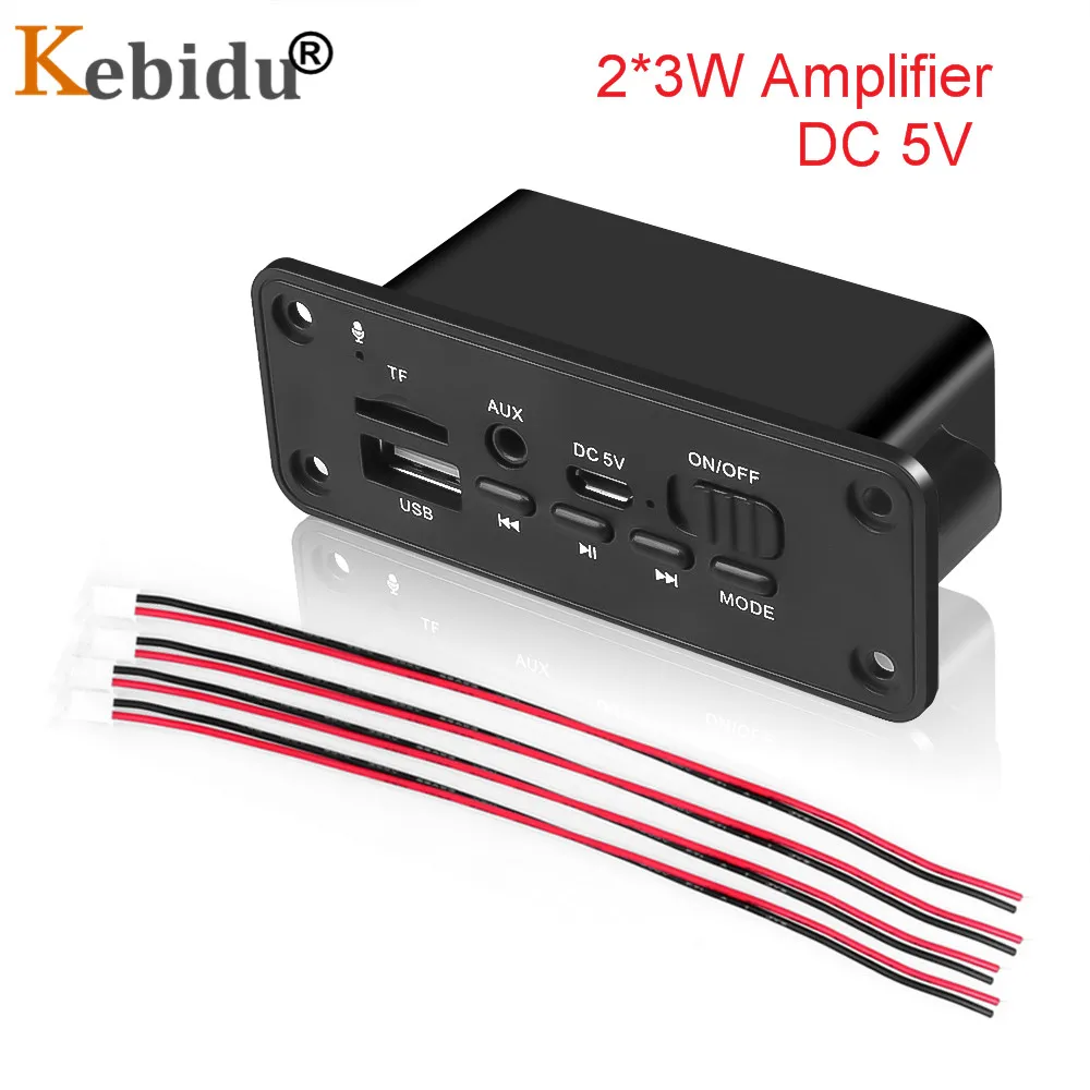 Kebidu Bluetooth MP3 Decoder Board Audio Receiver For Car Kit DIY Support 6W Amplifier FM Radio TF USB 3.5 Mm WMA Line In AUX |