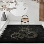 Модный современный новый китайский стиль черный золотой китайский дракон гостиная прикроватный коврик для спальни коврик на заказ