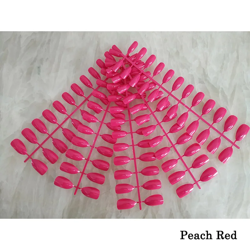 5 X Peach Red Смешанные 18 цветов полное покрытие поддельные ногти короткие остроконечные накладные ногти шпильки миндалевидные ногти яркие цвета дизайн ногтей - Цвет: 5 X Peach Red