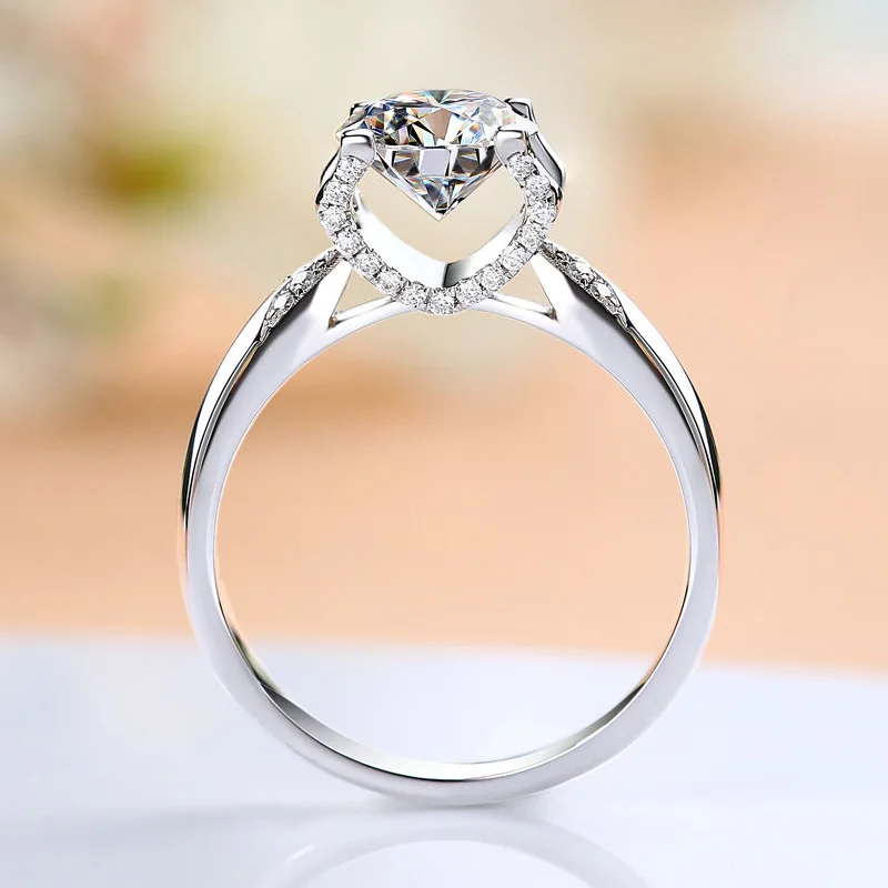 Классический 4 коготь 9 к белое золото Трендовое Moissanite кольцо 1ct 2ct 3ct круглый вырез лабораторный алмаз обручальное кольцо на головщину