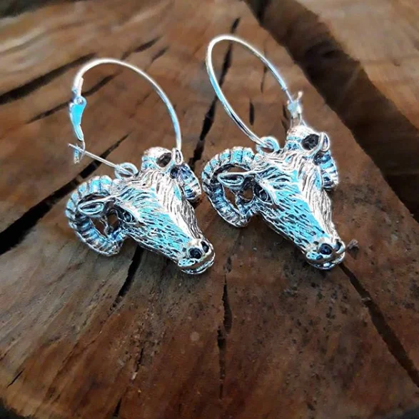 Серьги в виде головы Ram серьги готическом стиле оккультные ювелирные изделия