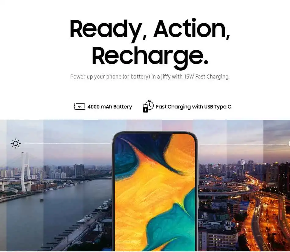 Мобильный телефон samsung Galaxy A30 A305F-DS LTE, 6,4 дюймов, 4 Гб ОЗУ, 64 Гб ПЗУ, четыре ядра, Android 9,0, две sim-карты, отпечаток пальца