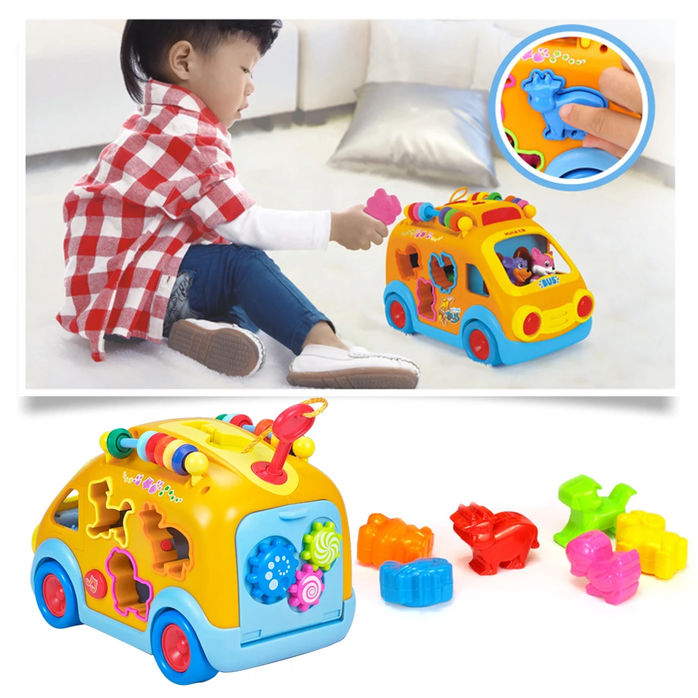

2021 Electric Bus Toys Baby Car Model with Animal Calls Music Educational for Children Kids Birthday Gift