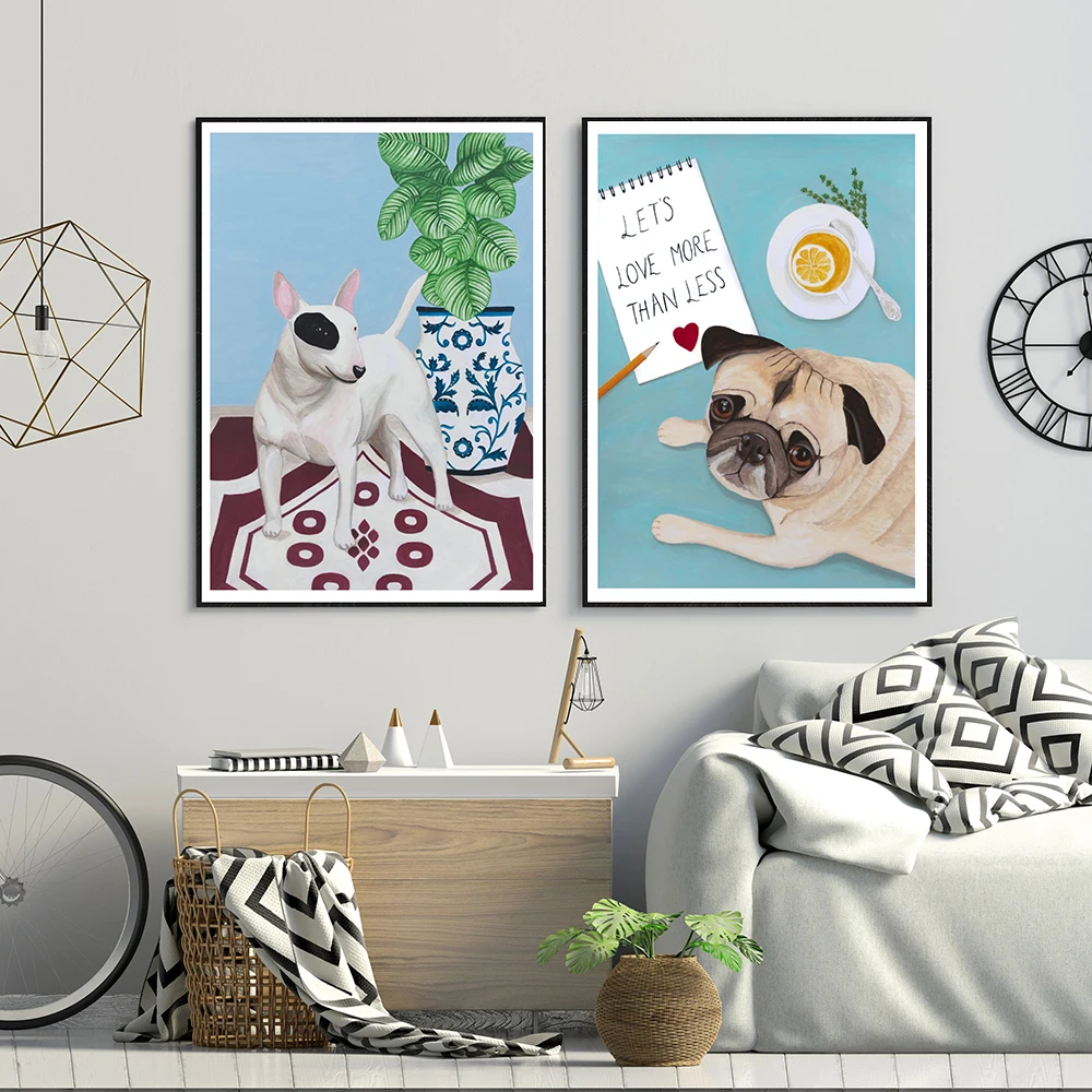 Плакаты и принты с изображением Бультерьера на английском языке растениями