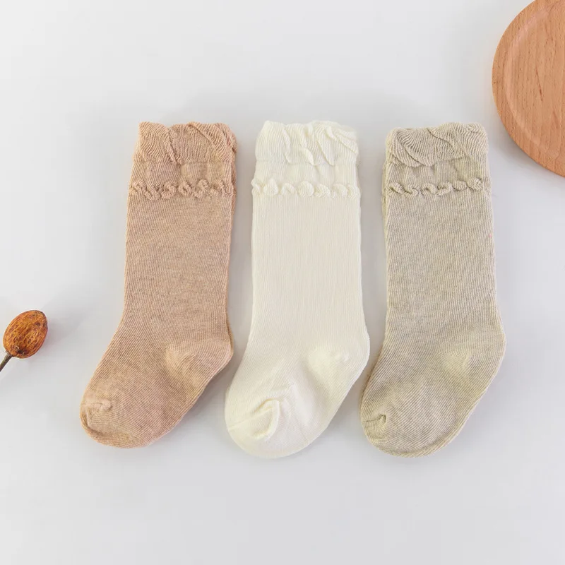 

2021 Spring Autumn Baby Socks High Tube Loose Children's Socks Infants Long Socks Three Pairs of Colored Cotton Socks