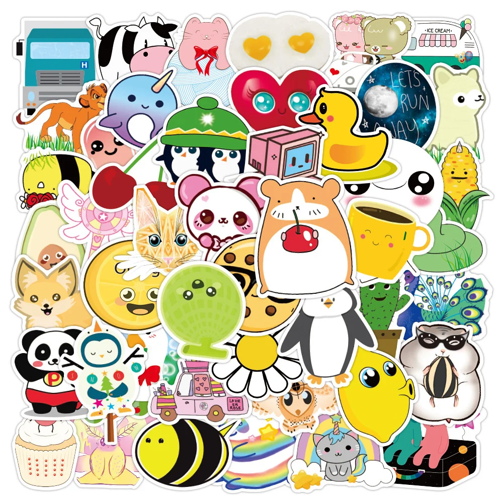 

10/30/50PCS Cute Cartoon Animal Graffiti Suitcase Guitar Mobile Phone Gift Stationery Hand Account Sticker Wholesale