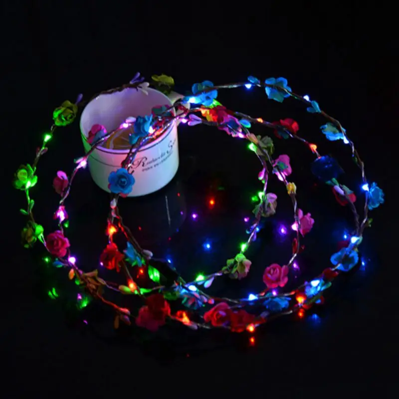 

Headwear With Lights Lit LED Flower Hair Crown Flower Wreath Wedding Party Hair Band Home Garden Festive Party Supplies