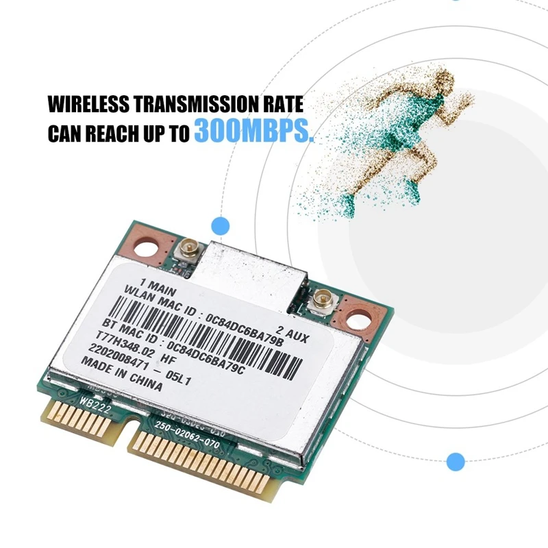 AR5B22 300 Мбит/с WiFi карта 2 4G/5 ГГц Двухдиапазонная Bluetooth 4 0 Mini PCI E беспроводная