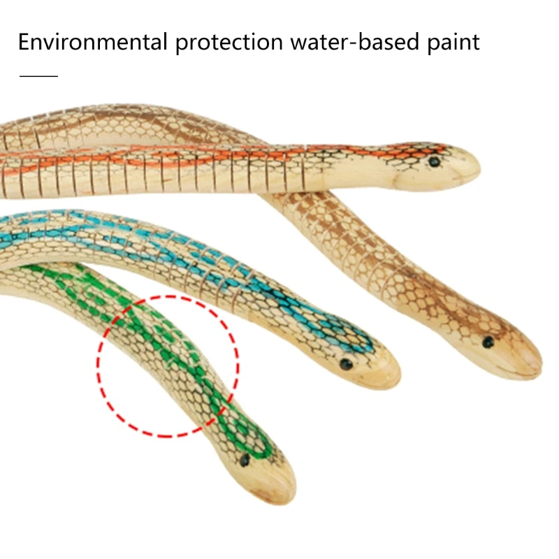 

1PC Practical Joke Garden Props Small Wiggle Wooden Snake Trick Toy for Children Kids Random Color DXAD