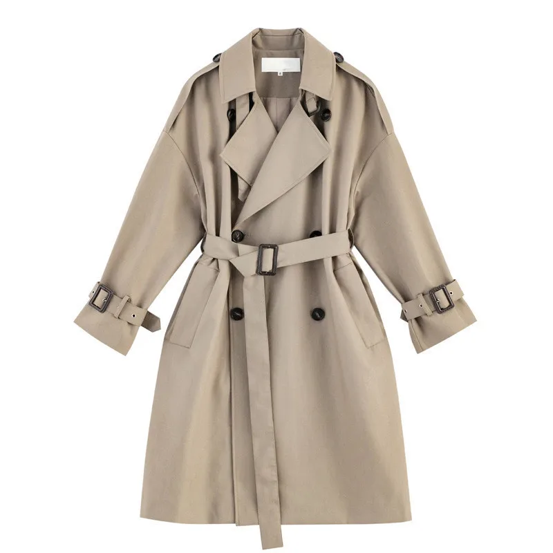 

Oversize Trench Coat For Women 2020 Spring Korean Casual Double Breasted Coats Woman Streetwear Long windbreaker With Belt Y167