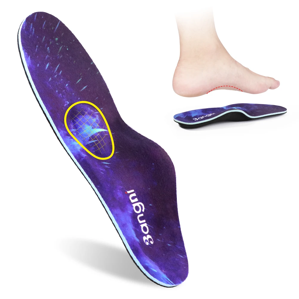 BANGNI Orthopedic Insoles for Severe Moderate Flat Feet Orthotic Arch Support Heel Pain Plantar Fasciitis Shoes Pad Men Women