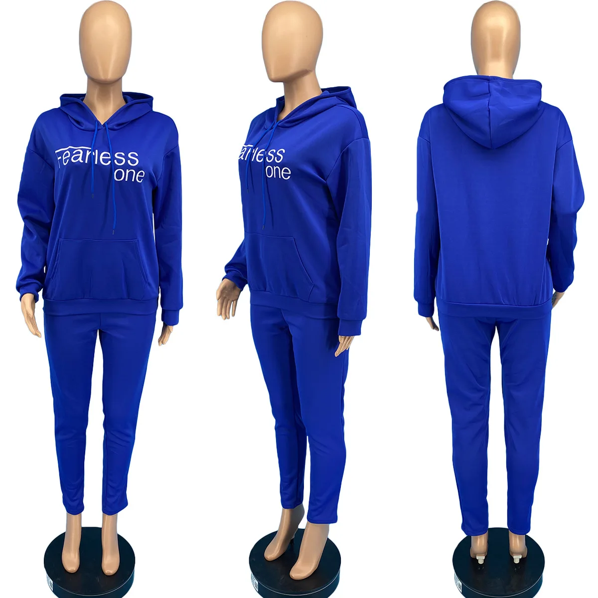 

Woman's Tracksuit Letter Embroidery Hooded Long Sleeve Sweatshirt Top and Workout Jogger Trouser Casual 2 Piece Matching Outfit