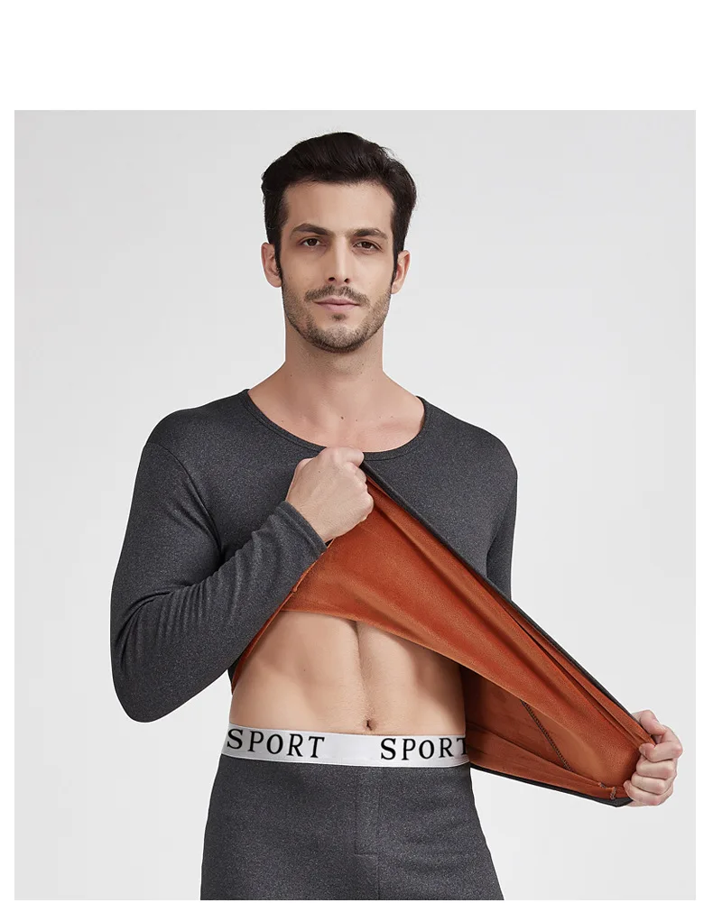 Пижамный комплект для мужчин термобелья теплое серое повседневное нижнее белье