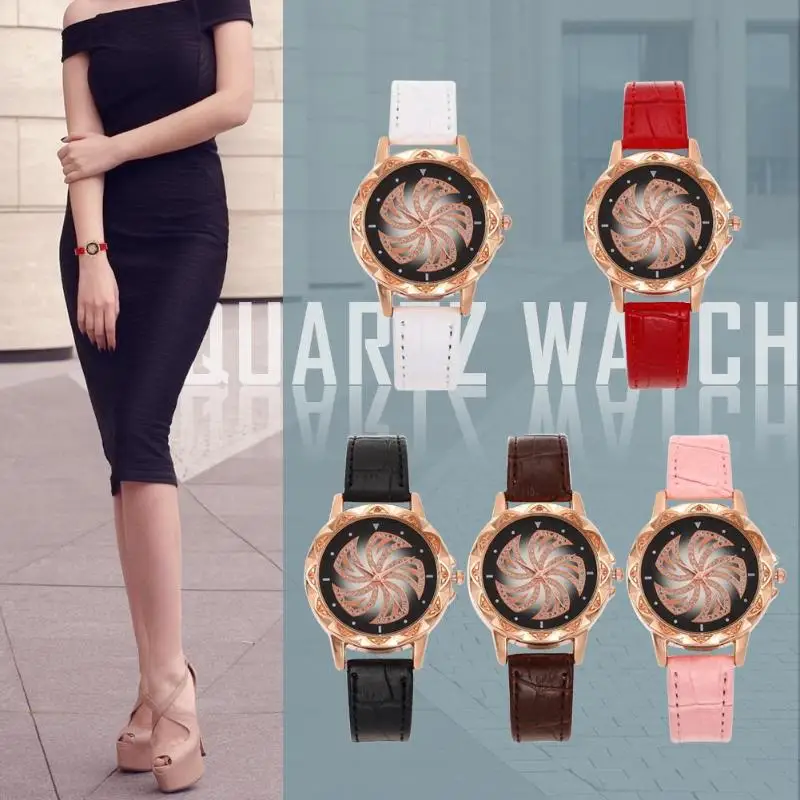 Модные креативные женские кварцевые часы с ремешком из искусственной кожи