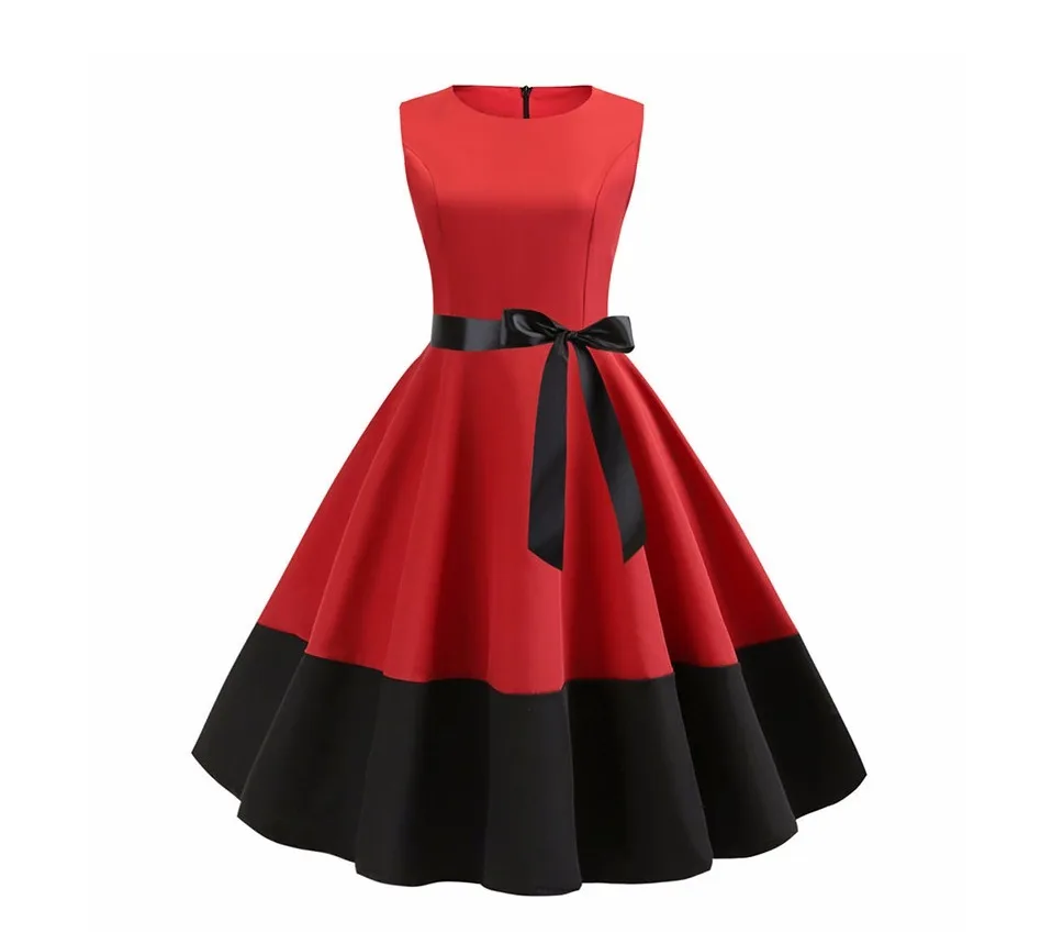 Женское летнее платье с поясом без рукавов элегантное РЕТРО 50s 60s Robe Rockabilly Swing Pinup без рукавов вечерние платья