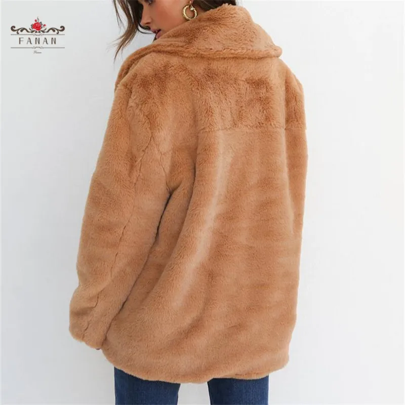 

Fleece Plush Cardigan Coat Winter Thick Loose Overcoat Keep Warm Plus Size Casual Coats Flannel Lapel Soft Fashion Female Coat