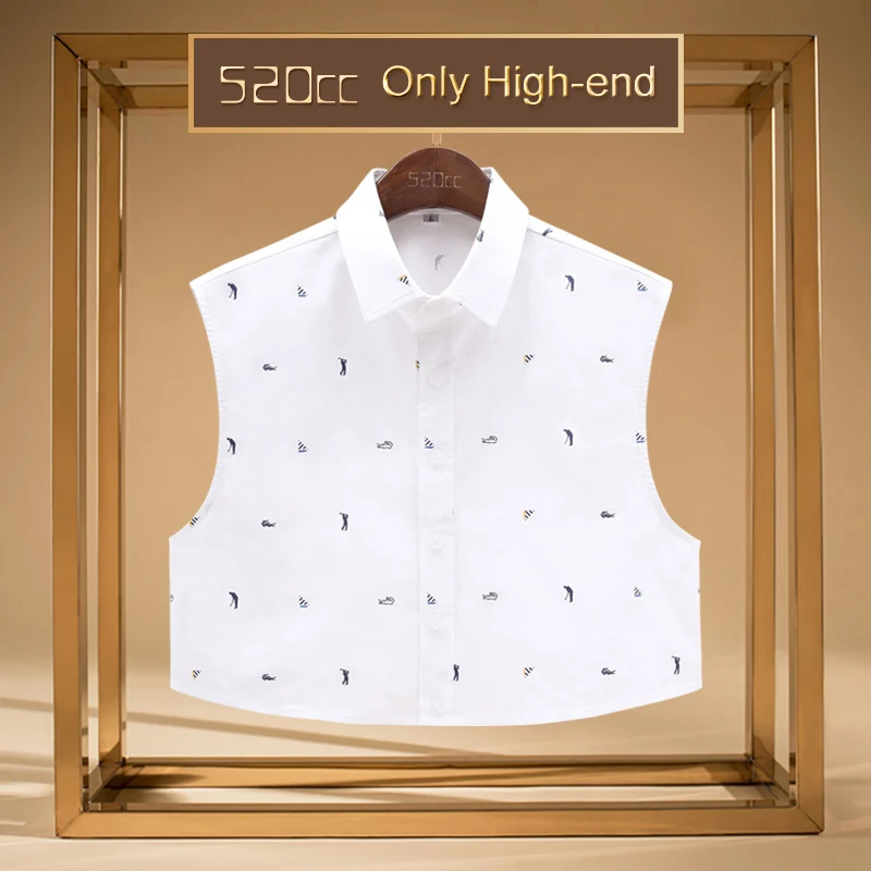 

Men's Printed Cotton Shirt False Collar High Quality Cotton Button Up Shirt Dress Business Shirt Half Clothing For Man 2021