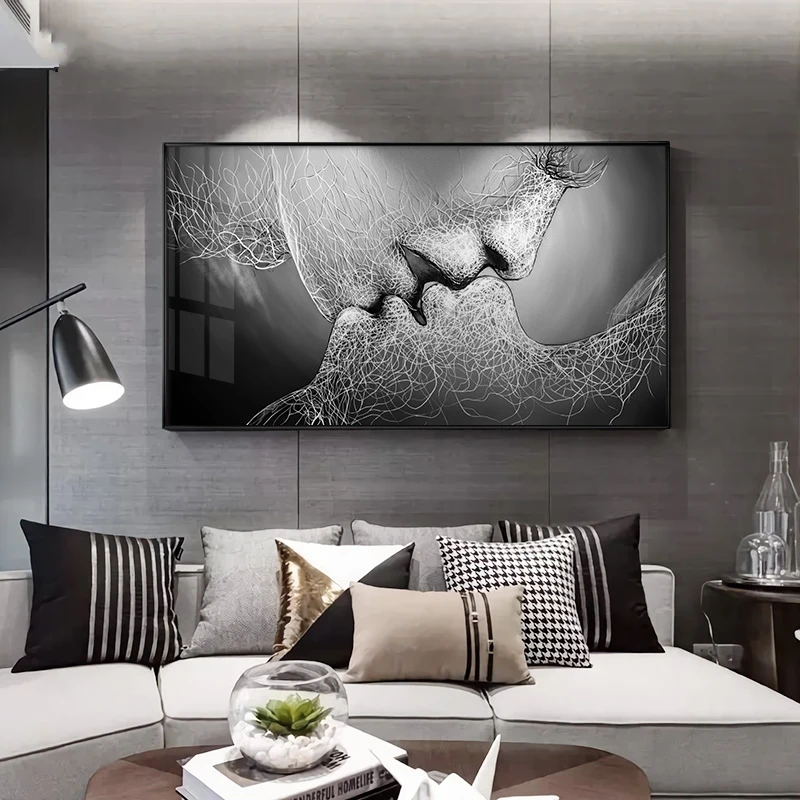 Абстрактные Масляные картины на холсте любовник поцелуев постеры ручной работы