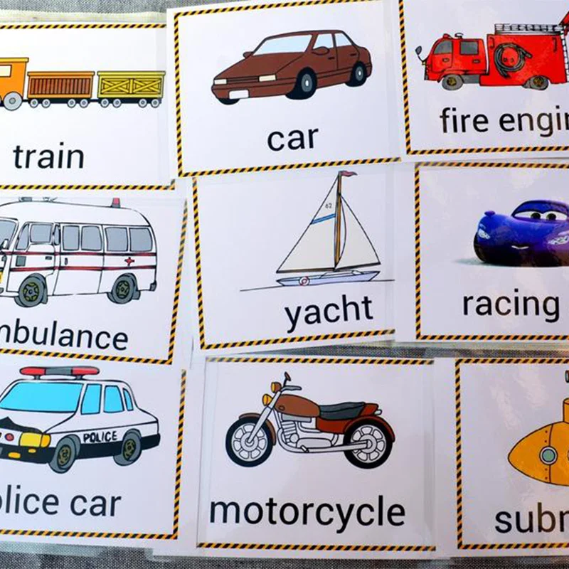 22 шт. дорожные инструменты английские слова карты для детей автобус велосипед