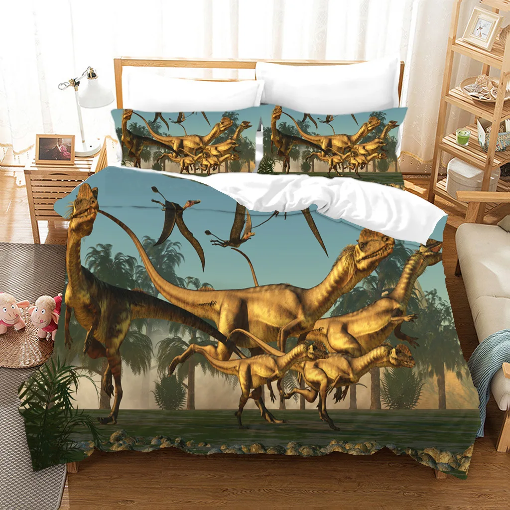 Dinosaurs Jurassic Bedroom Bedding Set Soft Comfortable Bed Cover+ Pillowcases Single Size Bedclothes Quilt Cover Sets 2/3 Pcs |