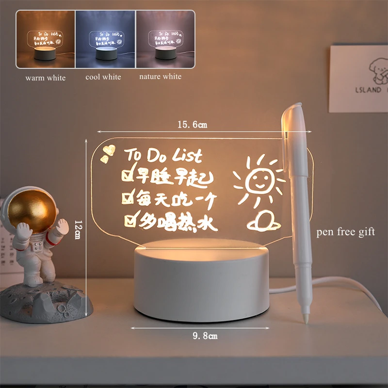 Rewritable Night Light with Message Board Girl Bedroom Sleep Light Cute Soft Light Desk Lamp Room Decor Desktop Ornaments Gift