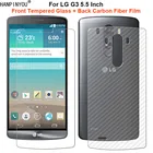 Для LG G3 D855 D850 D851 1 комплект = мягкая задняя пленка из углеродного волокна + ультратонкое прозрачное закаленное стекло премиум класса для переднего экрана