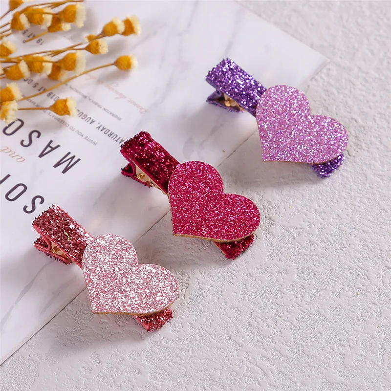 

2 шт./лот платье для малышей в Корейском стиле заколки для волос блестящих в форме любящего сердца мультфильм заколки для волос для детей дет...