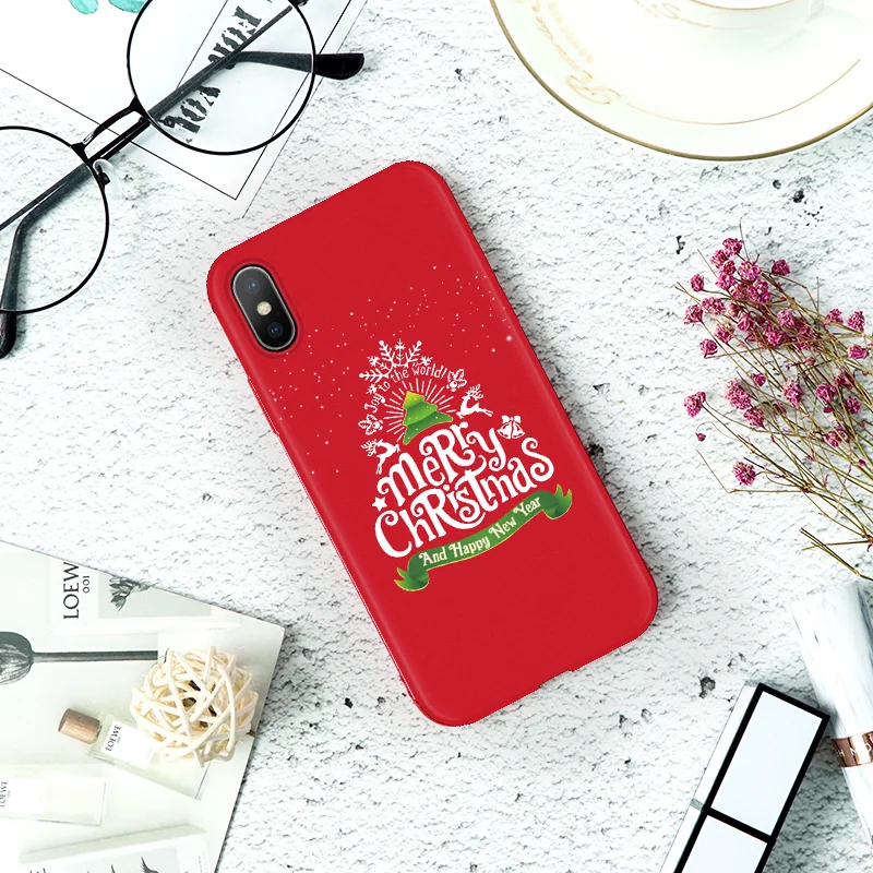 Рождественский мягкий чехол для IPhone 7 5 6 S 8 Plus XS X Xr Max 11 Pro MAX новогодний цветной
