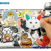 50pcs cute cartoon cat funny kawaii pet phone laptop car stickers for kids toys scrapbook guitar luggage case waterproof sticker