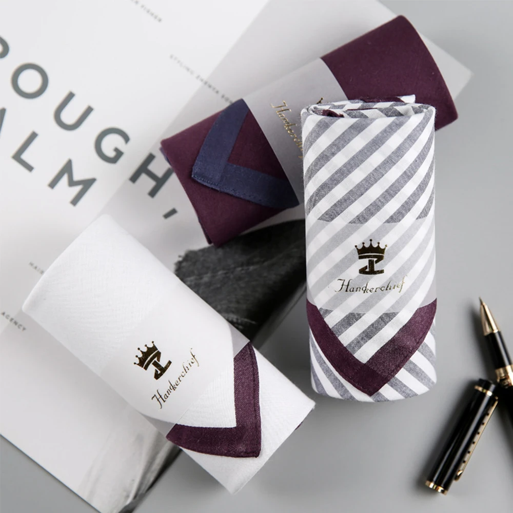 Мужской квадратный платок из 100% хлопка в полоску 43*43 см|Мужские галстуки и