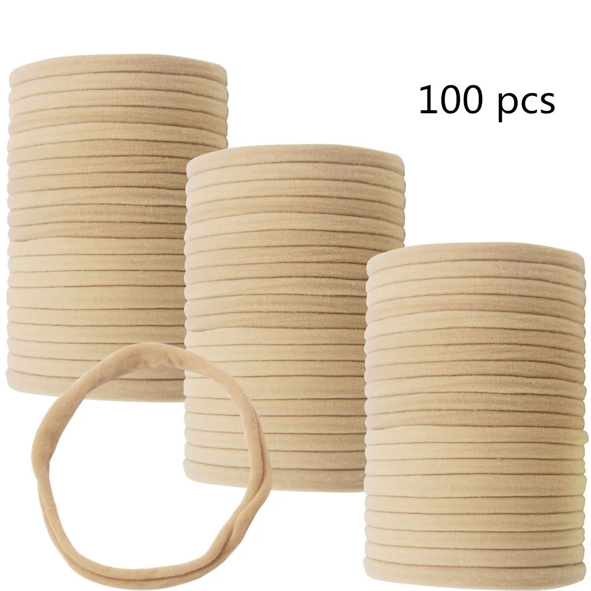 100Pcs Premium Quality Nylon Nude Headbands - Soft and Stretchy for Newborns, Baby and Toddlers Perfect for DIY