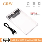 Корпус для внешнего жесткого диска Grwibeou, 2,5 дюйма, SATA 3,0 на USB 3,0, 5 Гбитс, ТБ, поддержка UASP, HD, Тип C, 3,1, чехол для жесткого диска SSD