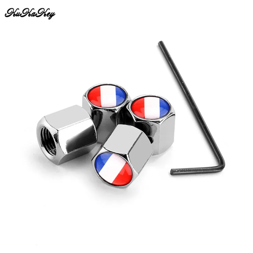 Колпачки для клапанов автомобильных шин с французским флагом противоугонные